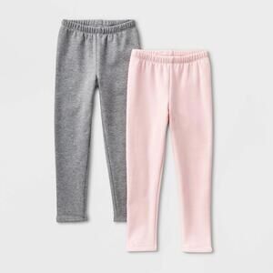 Cat & Jack Toddler Girls' 2pk Leggings Set -  Pink/Gray 4T